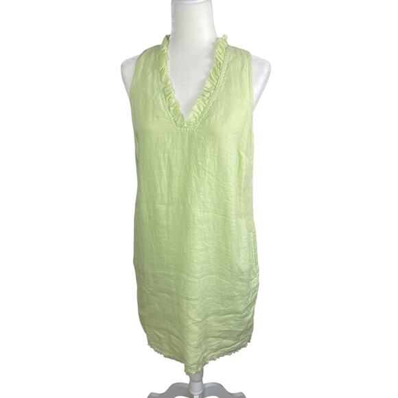 Tommy Bahama Two Palms Ruffle Linen Shift Dress Beach Vacation Green Size Small - Picture 4 of 16